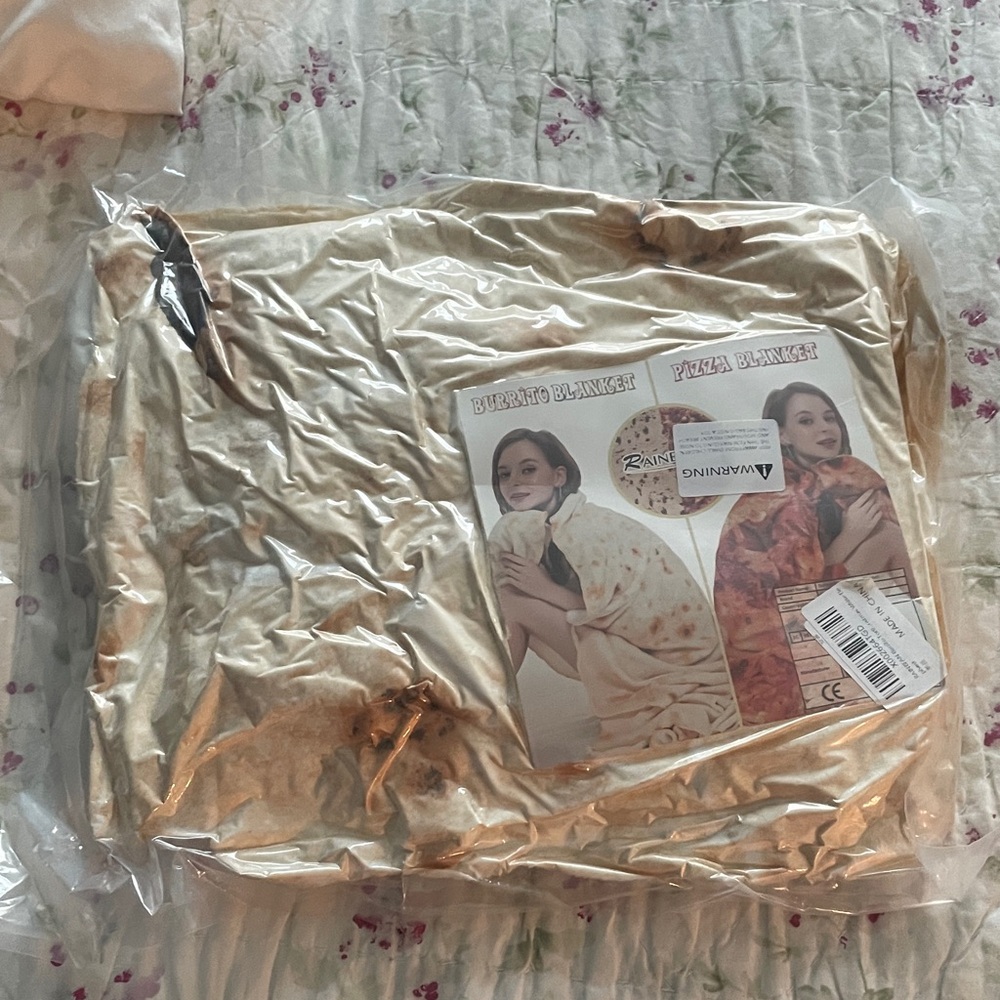 Pizza or Burrito Beige Blanket